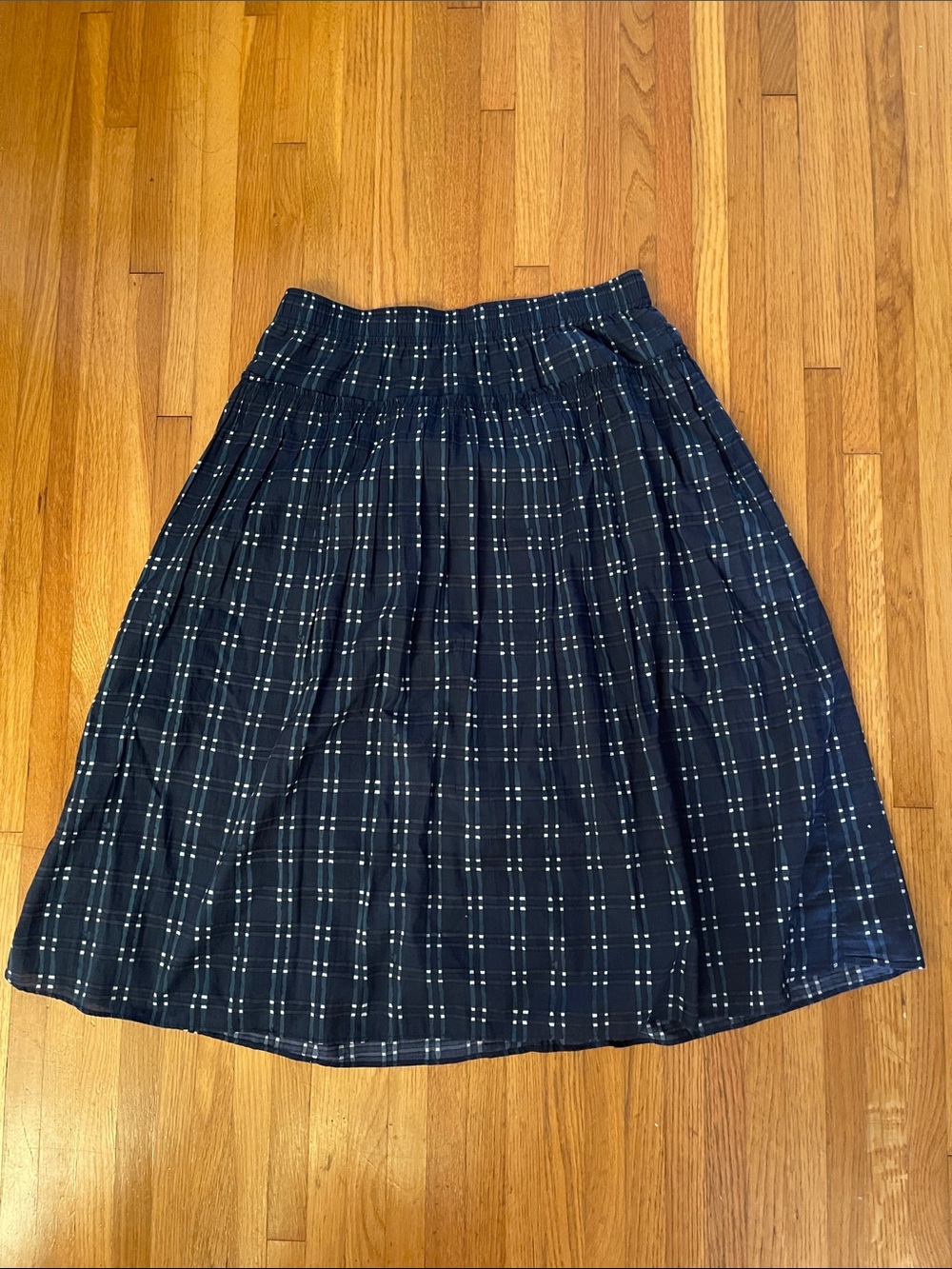 Madewell Navy and White Plaid A-Line Skirt